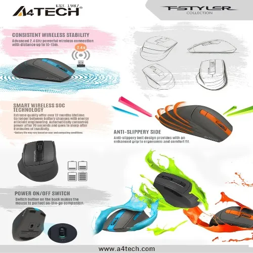A4tech FG30S Fstyler 2000 DPI Silent Click Computer Mouse image 4