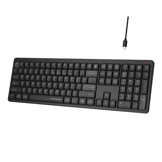 A4tech pc gear A4tech FBX55C Black Bluetooth & Wireless Rechargeable Office Keyboard front view