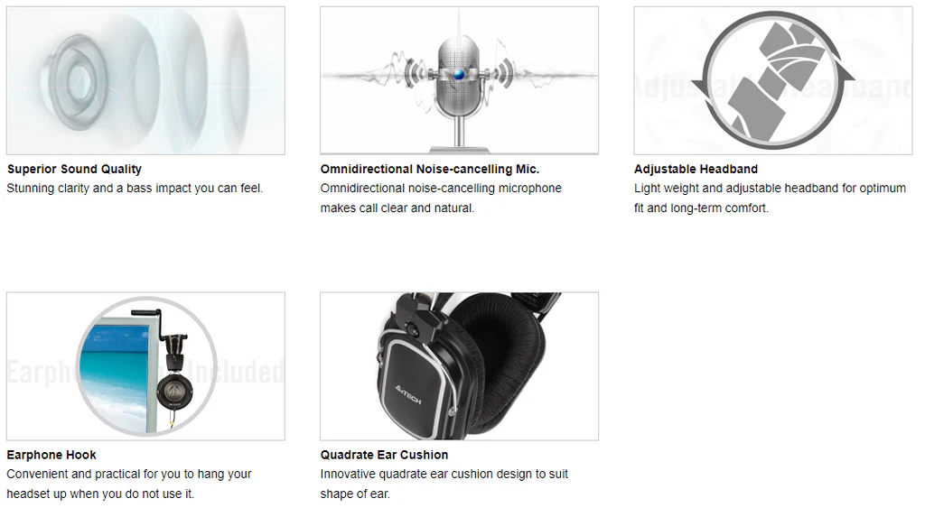 A4tech HS-50 Stereo Noise Cancelling Mic Headphone image 4