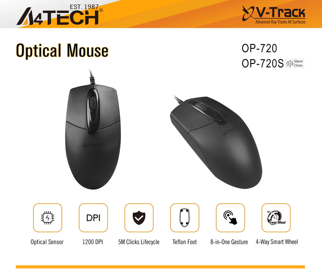 A4tech OP-720S 1200 DPI Wired Computer Mouse image 4