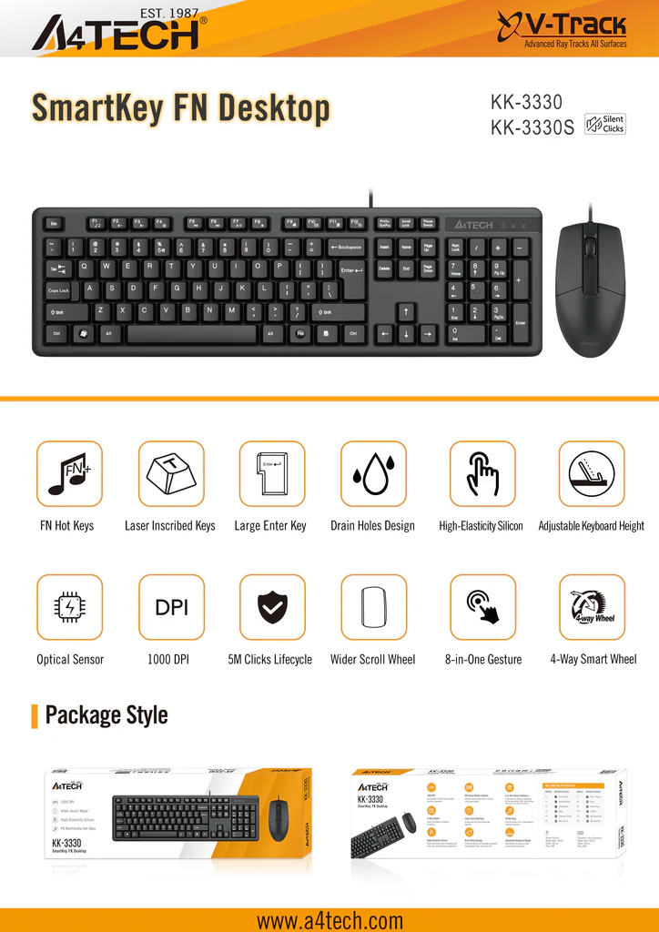 A4tech KK-3330S Wired Keyboard And Mouse Combo image 4