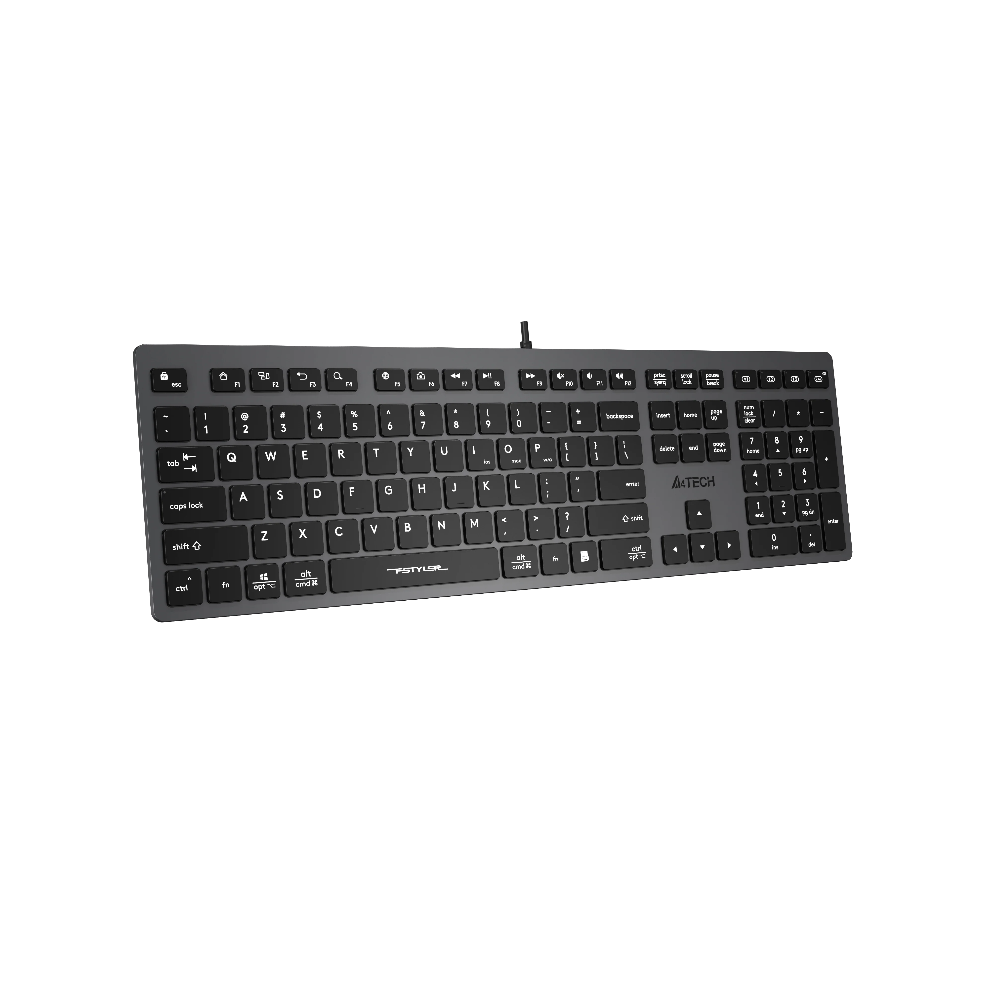 A4tech pc gear A4tech Fstyler FX50 Scissor Switch Computer Keyboard - Keycaps front view