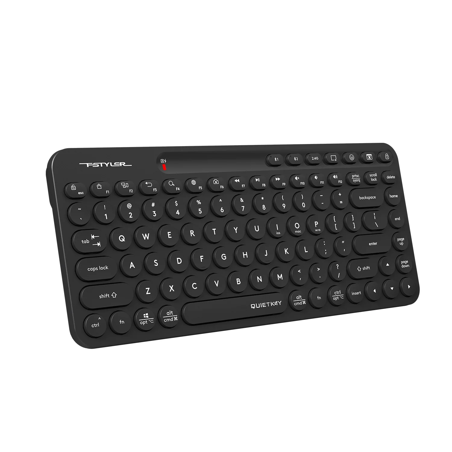 A4tech pc gear A4tech FBK36C AS QuietKey Mini (BLACK) Wireless Keyboard front view