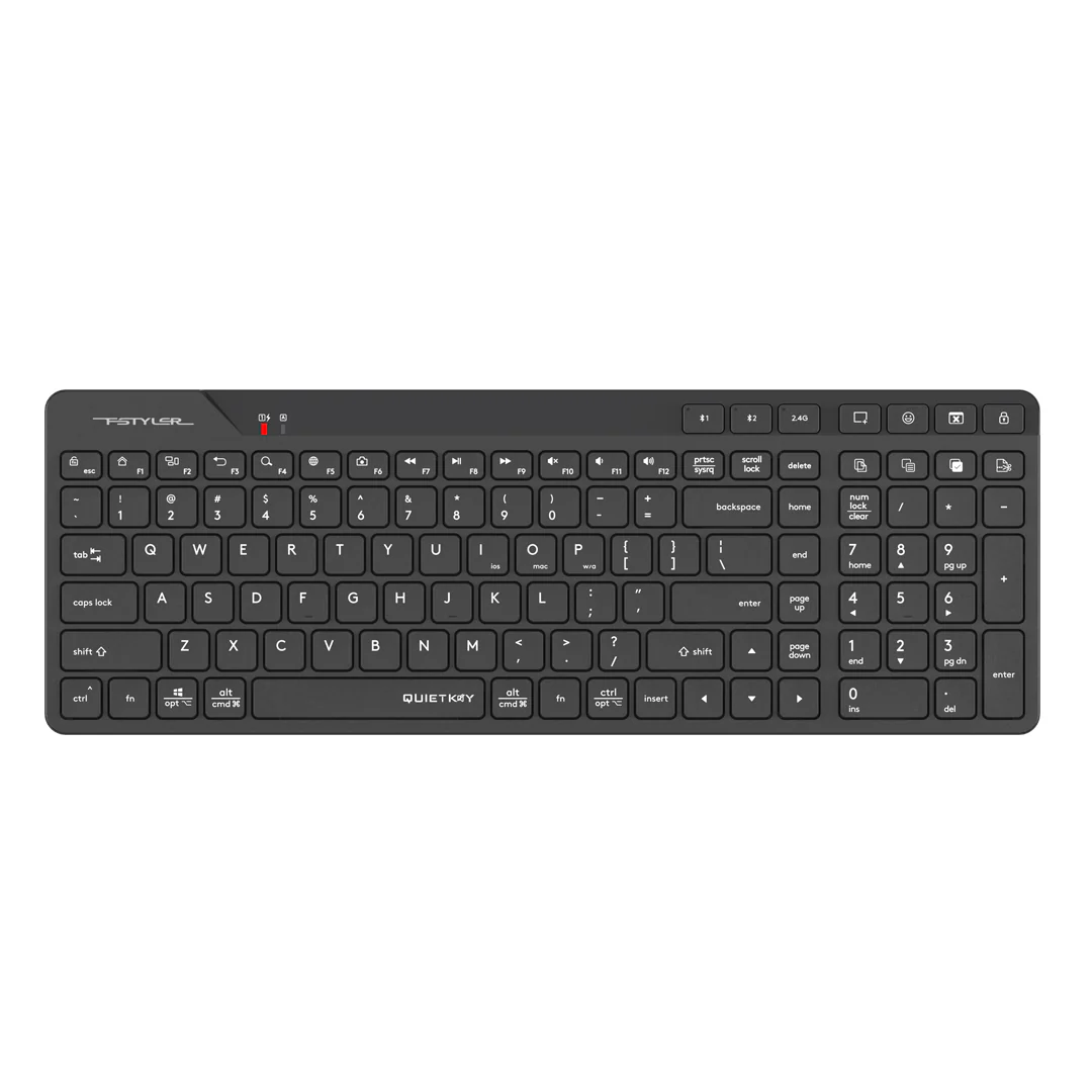 A4tech FBK27C AS Black QuietKey Rechargeable Wireless Office Keyboard