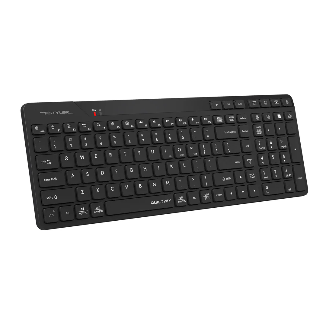 A4tech FBK27C AS Black QuietKey Rechargeable Wireless Office Keyboard