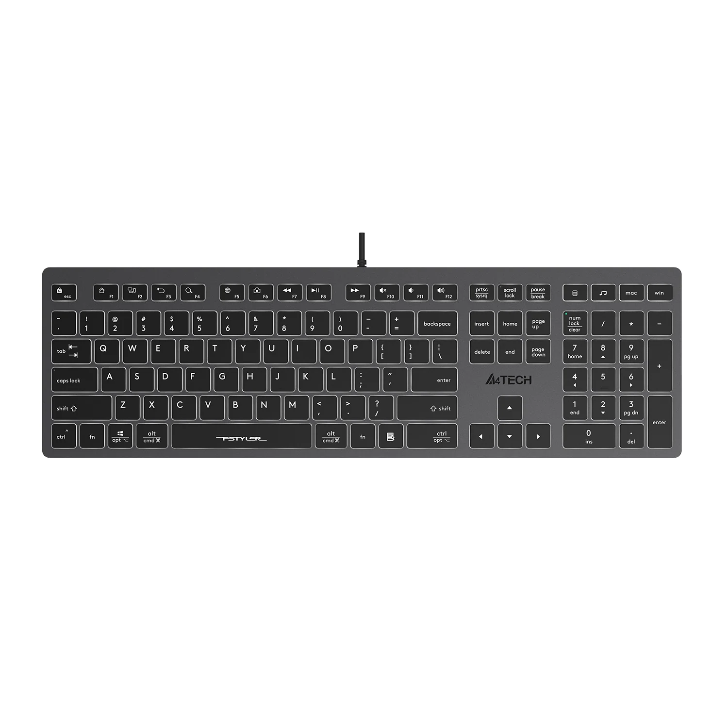 A4tech FX60 Scissor Switch Neon Lighting Low Profile Office Keyboard