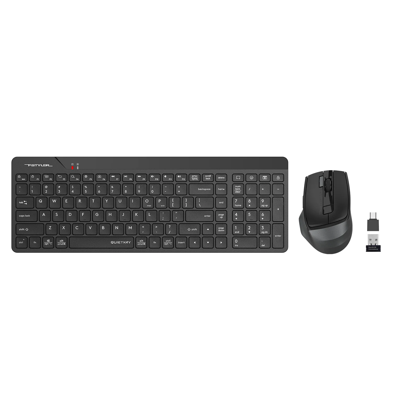 A4tech FG2400 AIR 2 Black Full Size Quite Keyboard & Silent Mouse 2-in-1 Set price in Pakistan product image