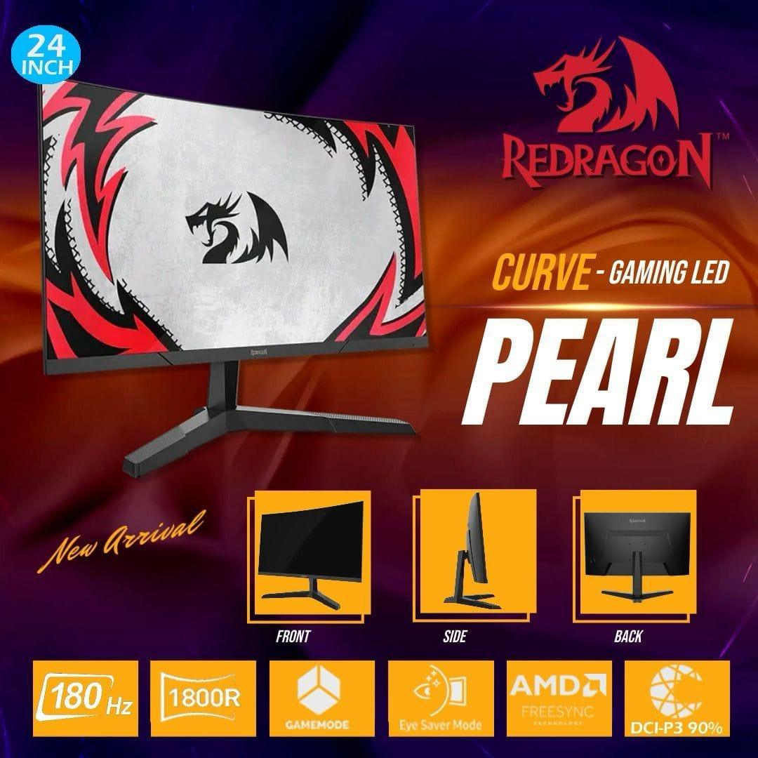 Redragon Pearl 24 Inch Gaming Monitor VA 180Hz Curved 4ms