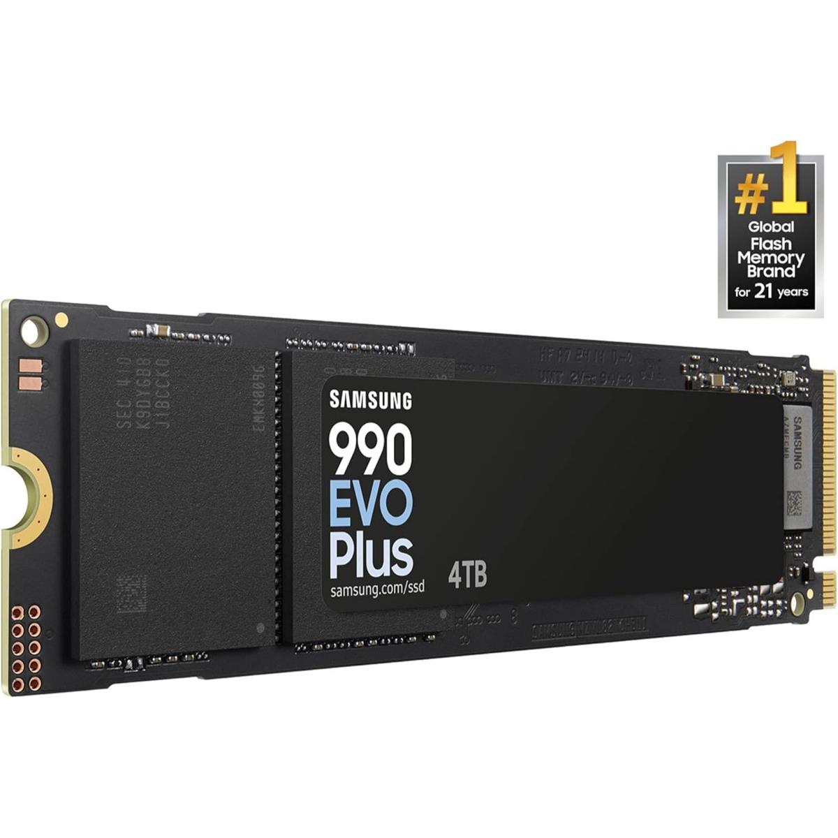 Samsung 990 EVO Plus 4TB SSD, PCIe Gen 4x4 | Gen 5x2 M.2 2280, Speeds Up-to 7,250 MB/s, Upgrade Storage for PC/Laptops, HMB Technology and Intelligent Turbowrite 2.0