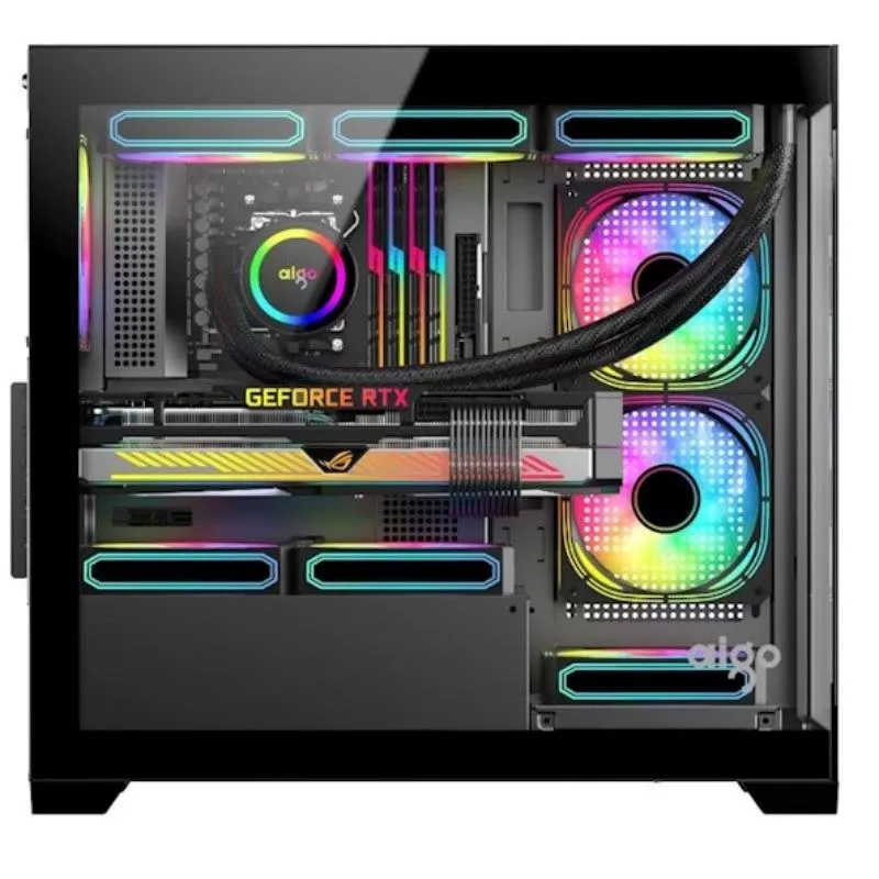 Darkflash pc gear Darkflash C218-Micro (Black) ATX Mid-Tower Tempered Glass Gaming PC Case front view