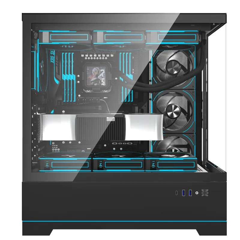 Darkflash pc gear Darkflash DY451 (Black) Gaming PC Case front view