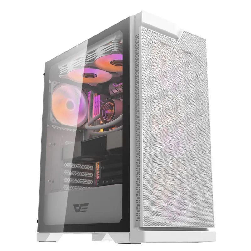 Darkflash DK361 (White) Hexagon Mesh ATX PC Case price in Pakistan product image