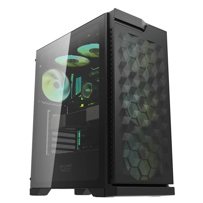 Darkflash DK361 (Black) Hexagon Mesh ATX PC Case price in Pakistan product image