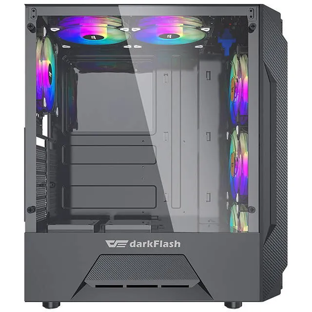 Darkflash pc gear Darkflash LEO (Black) ATX Gaming Pc Case front view
