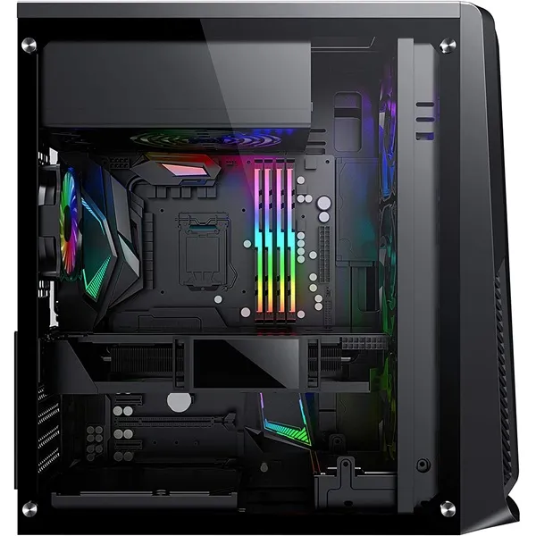 Darkflash pc gear DarkFlash AIGO Rainbow 6 Acrylic Side Panel ATX/M-ATX Gaming Pc Case front view