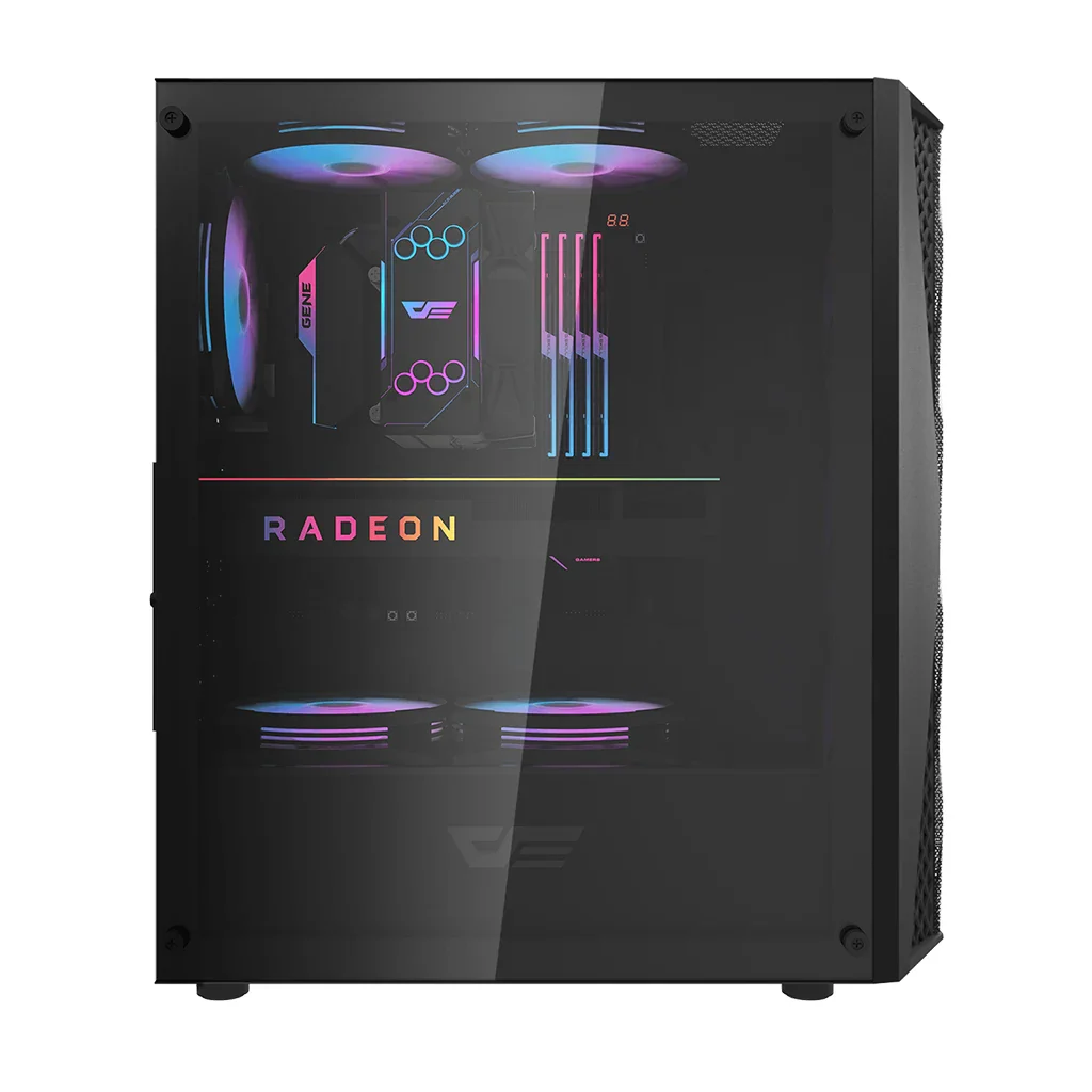 Darkflash pc gear Darkflash DK352 (Black) ATX Mid-Tower Side Tempered Glass Gaming PC Case front view