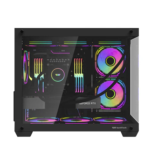 Darkflash pc gear Darkflash C285 (Black) ATX Mid-Tower Gaming Case front view