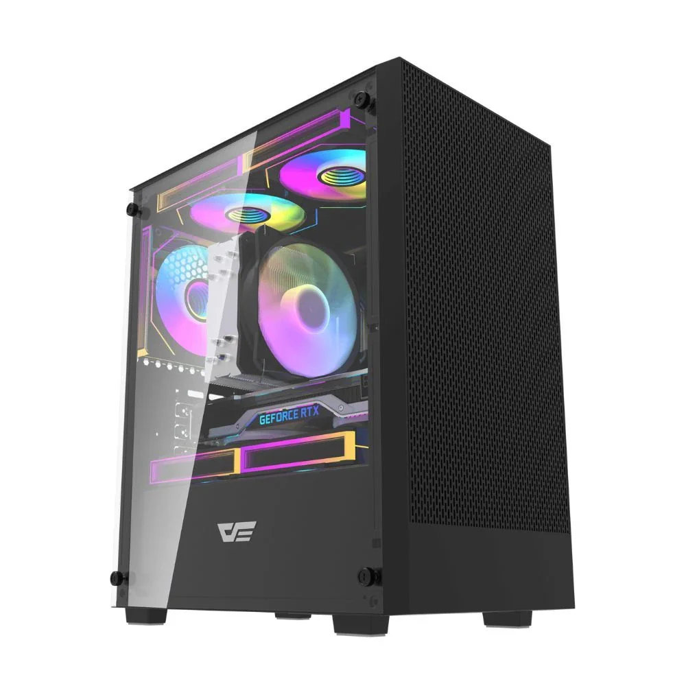 Darkflash M305 (Black) Compact Micro-ATX with 3 ARGB Fans and 1-Side Tempered Glass & 7 Fan Support Gaming PC Case price in Pakistan product image