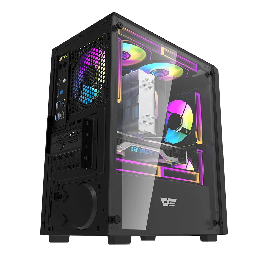 Darkflash M305 (Black) Compact Micro-ATX with 3 ARGB Fans and 1-Side Tempered Glass & 7 Fan Support Gaming PC Case image 4