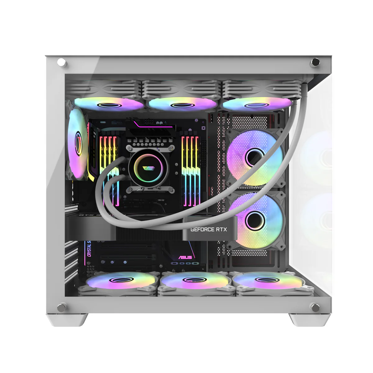 Darkflash pc gear Darkflash C285P (White) ATX Gaming PC Case front view