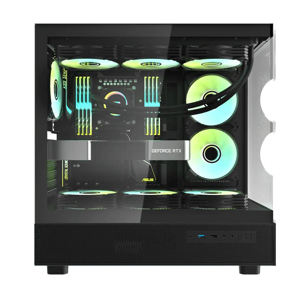 Darkflash pc gear Darkflash DPX90 (Black) Mid-Tower Cabinet ATX PC Case front view