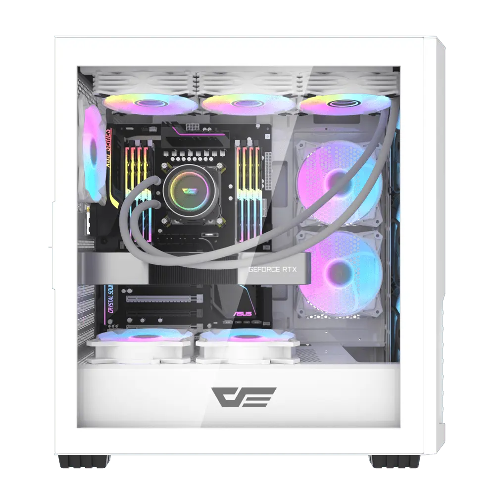 Darkflash pc gear Darkflash DF2100 (White) ATX Gaming PC Case front view