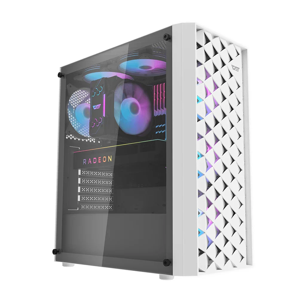 Darkflash DK351 (White) ATX Mesh Dragon Scale Front PC Case price in Pakistan product image