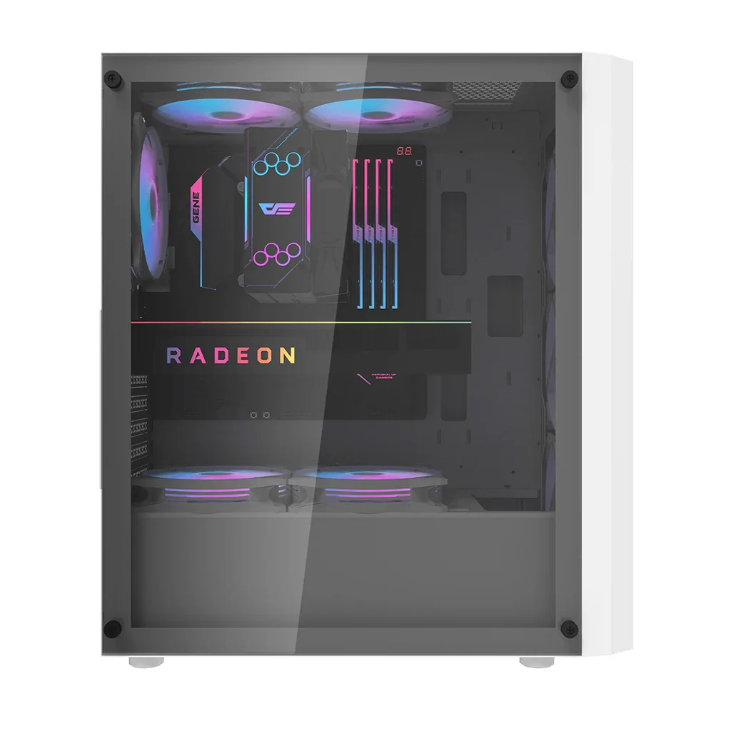 Darkflash pc gear Darkflash DK351 (White) ATX Mesh Dragon Scale Front PC Case front view