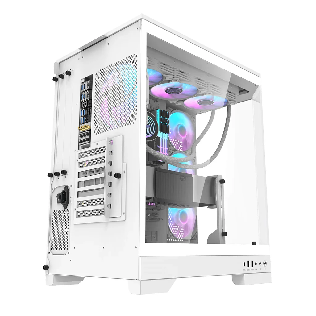Darkflash DQX90 (White) ATX Mid-Tower Super Glass Vertical GPU PC Case image 4