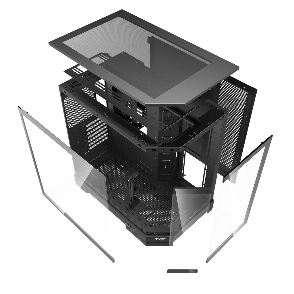 Darkflash DQX90 (Black) ATX Mid-Tower Super Glass Vertical GPU PC Case image 4