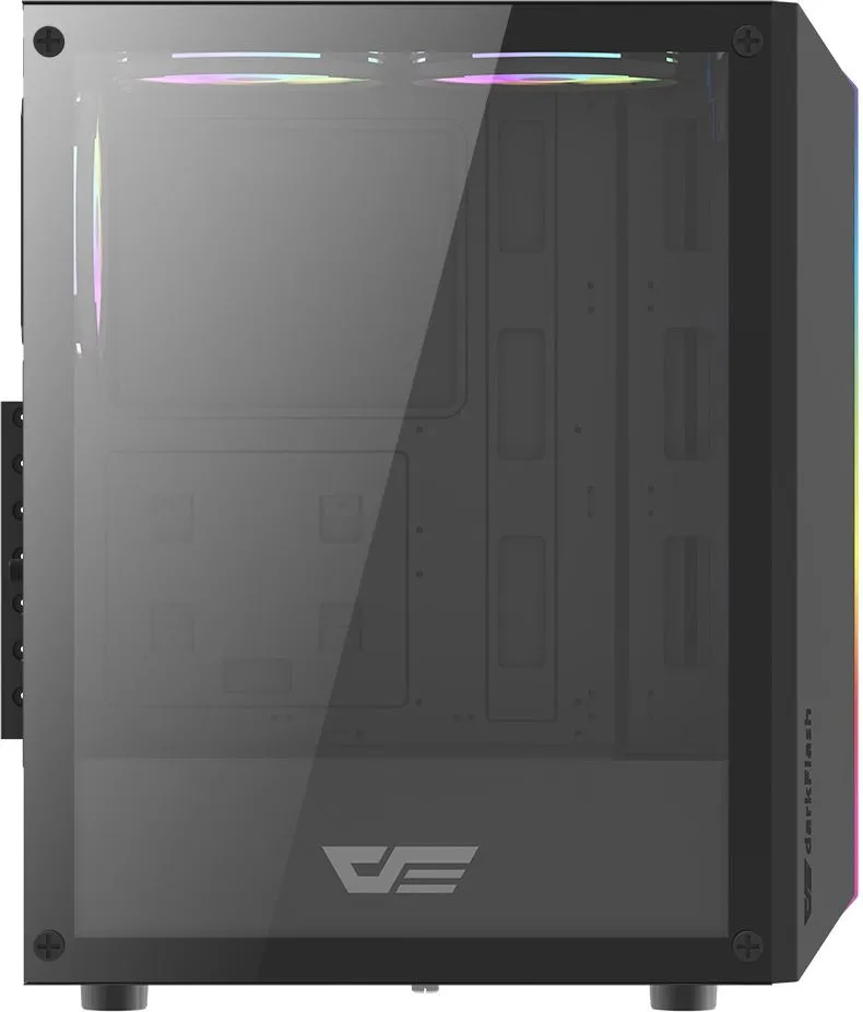 Darkflash pc gear Darkflash DK151 (Black) Side Tempered Glass With up to 290 mm GPU Support Mid-Tower Pc Case front view