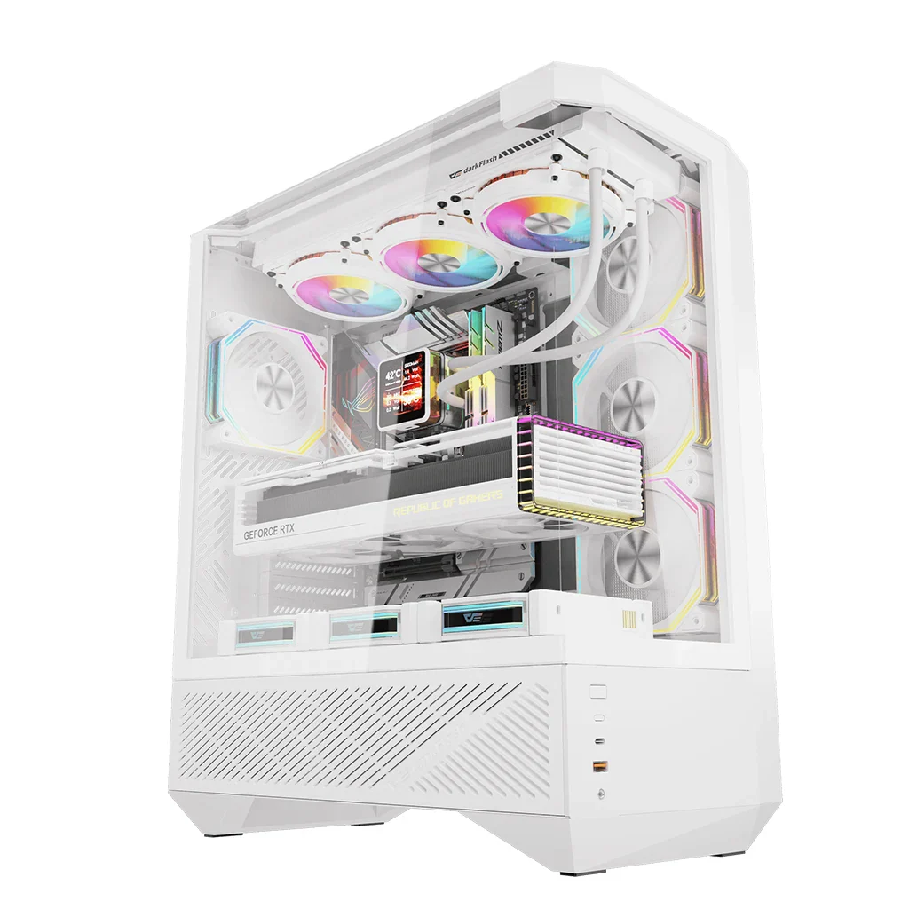 Darkflash DY460 (White) with Compact 3-Sided Tempered Glass ATX PC Case price in Pakistan product image