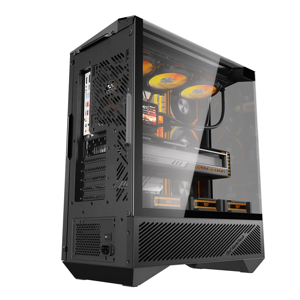 Buy Darkflash DY460 (Black) with Compact 3-Sided Tempered Glass ATX PC Case online in Pakistan at WaddaGamer