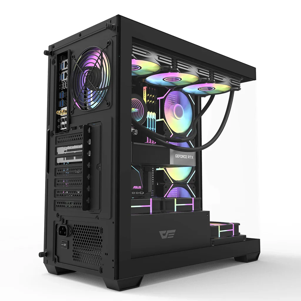 Buy Darkflash DS900 ATX (Black) Mid-Tower Support up to 360 liquid cooling with up to 10 ARGB Fans PC Case online in Pakistan at WaddaGamer