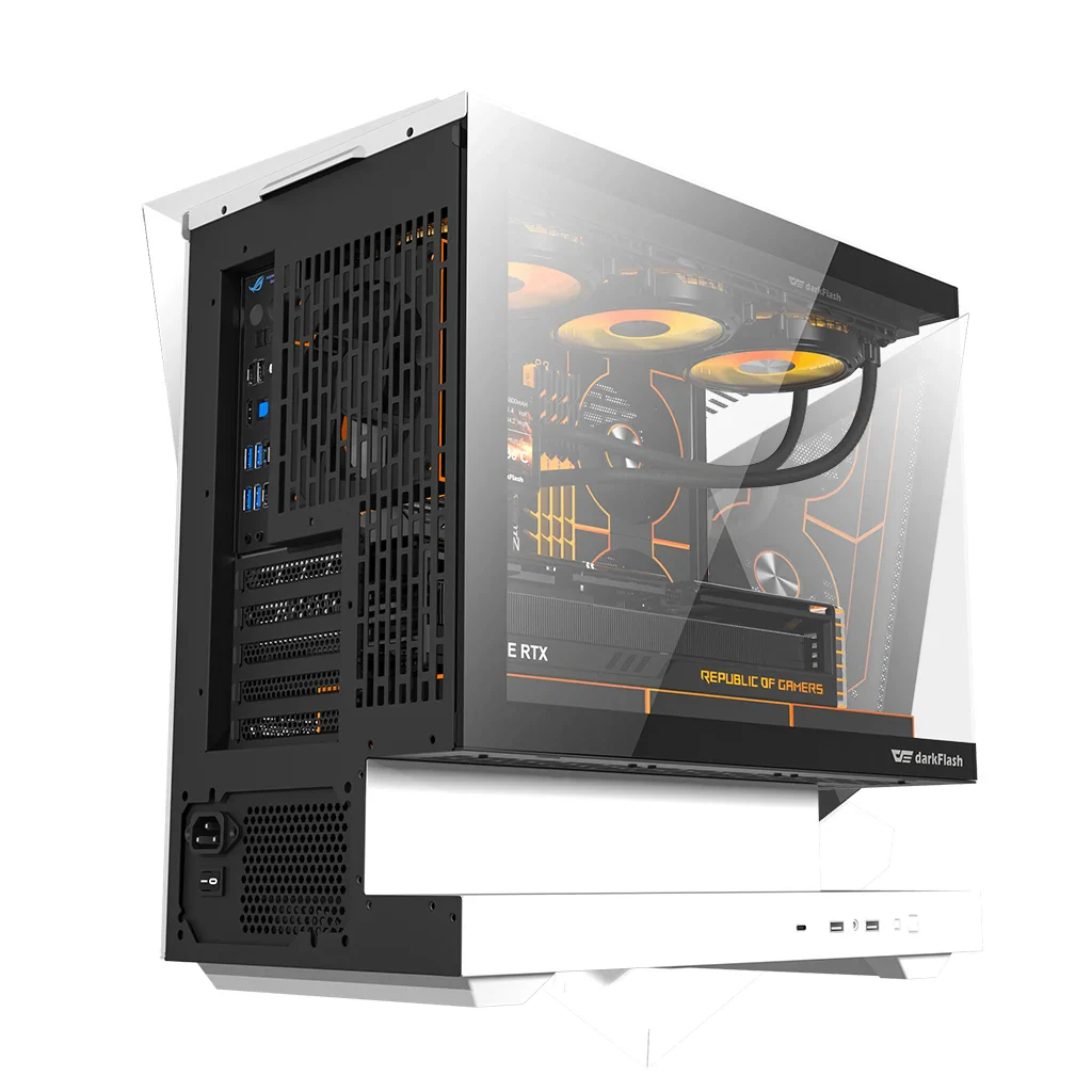 Buy Darkflash Floatron F1 M-ATX (White) Floating Extended Base with Panoramic Glass & up 11 ARGB Fans Pc Case online in Pakistan at WaddaGamer