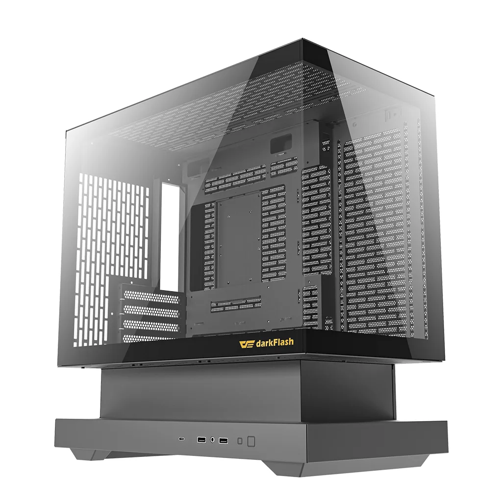 Darkflash Floatron F1 M-ATX (Black) Floating Extended Base with Panoramic Glass & up 11 ARGB Fans Pc Case image 4