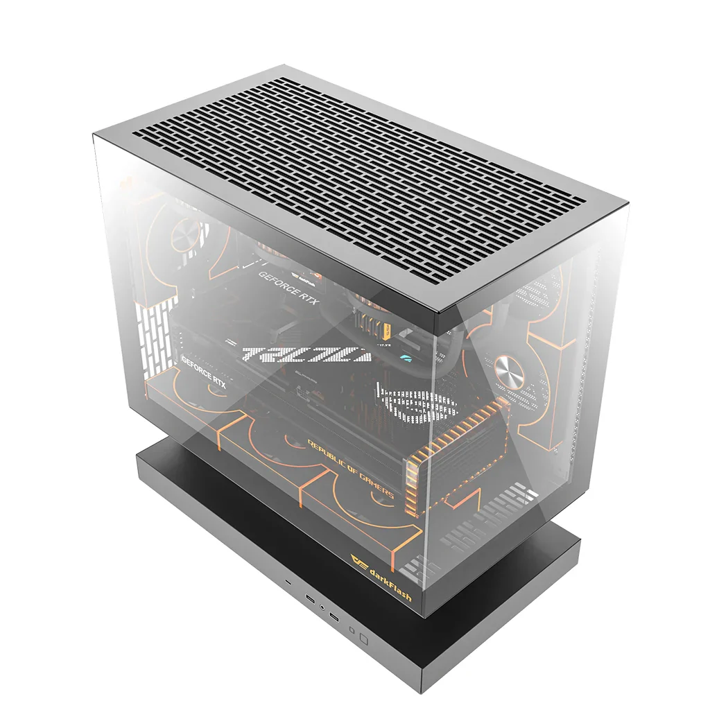 Buy Darkflash Floatron F1 M-ATX (Black) Floating Extended Base with Panoramic Glass & up 11 ARGB Fans Pc Case online in Pakistan at WaddaGamer