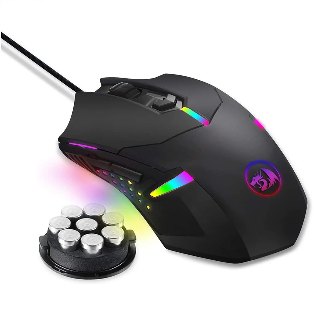 Redragon gaming mouse Redragon M601 Centrophorus Black RGB 7200 DPI Gaming Mouse front view