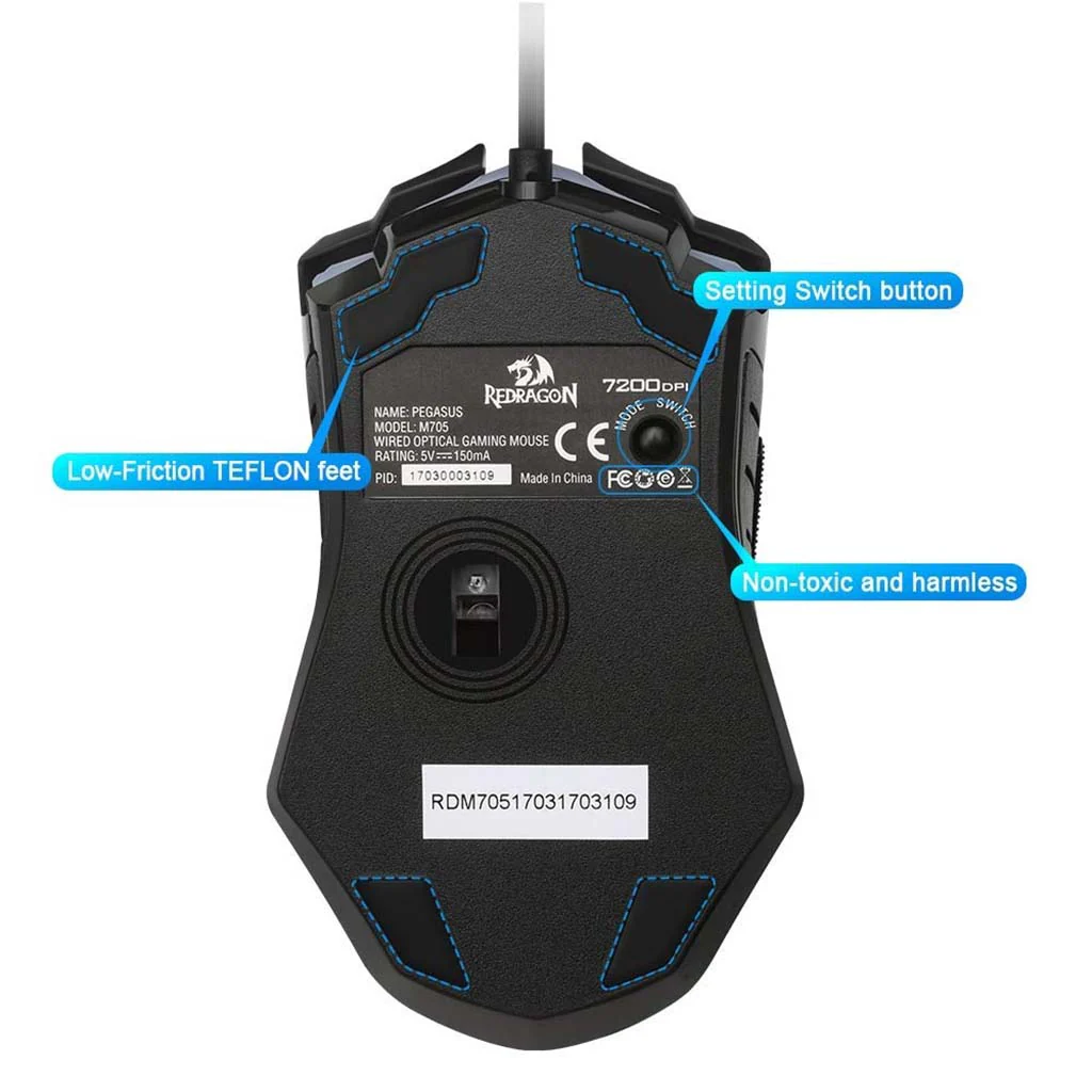 Redragon Pegasus M705 7200 DPI RGB Wired Gaming Mouse image 4