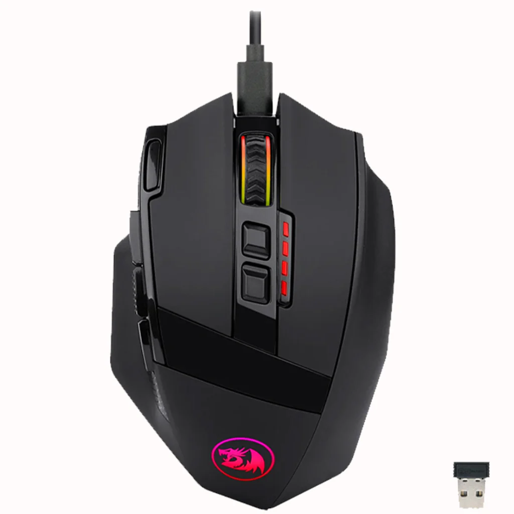 Redragon pc gear Redragon M801P Sniper Pro Dual Mode Wireless/ Wired RGB Gaming Mouse front view