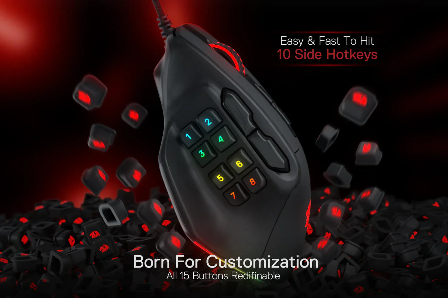 Buy Redragon M811 Aatrox MMO 15 Programmable Buttons RGB Gaming Mouse online in Pakistan at WaddaGamer