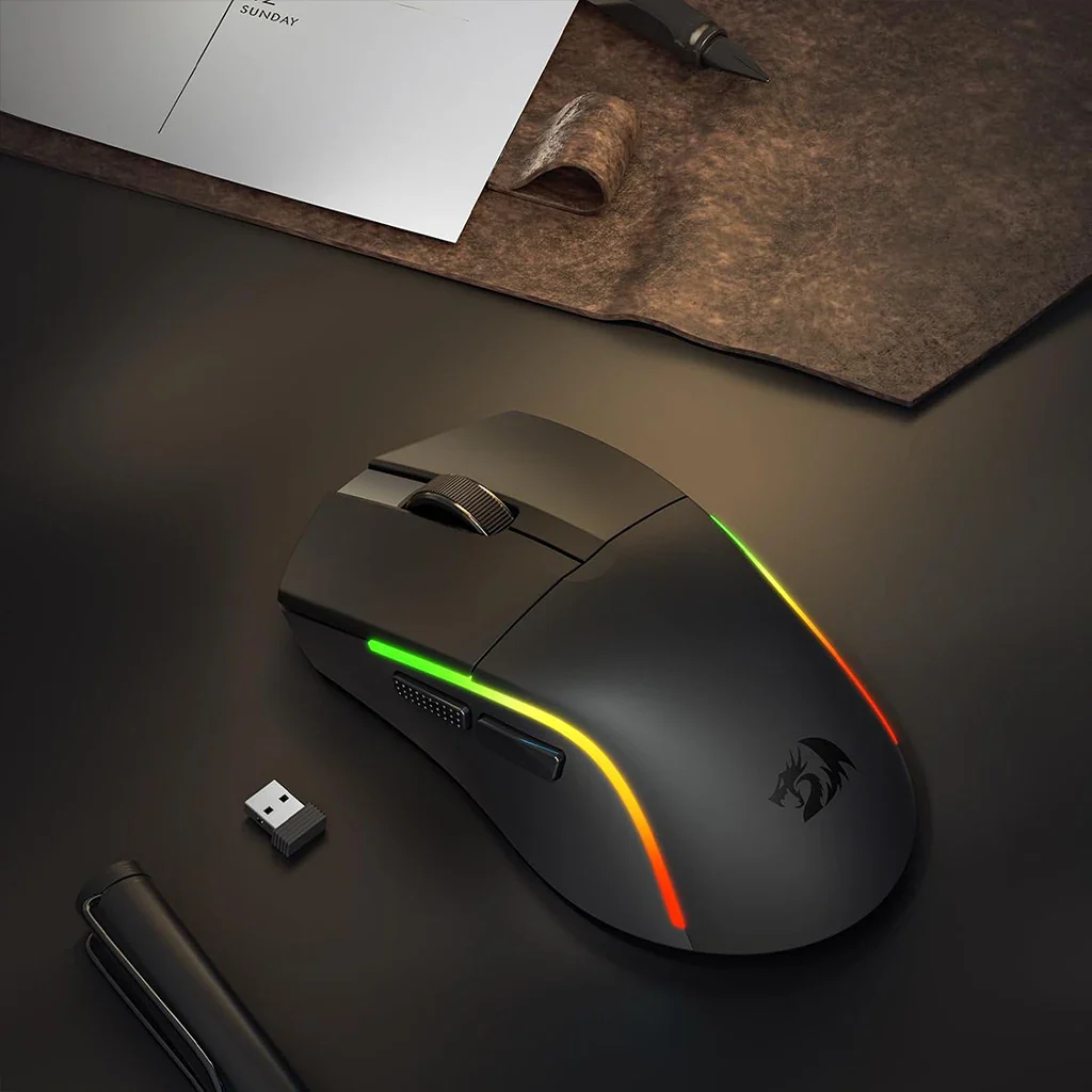 Redragon pc gear Redragon M816 Decide PRO tri-mode 26K DPI RGB Gaming Mouse front view