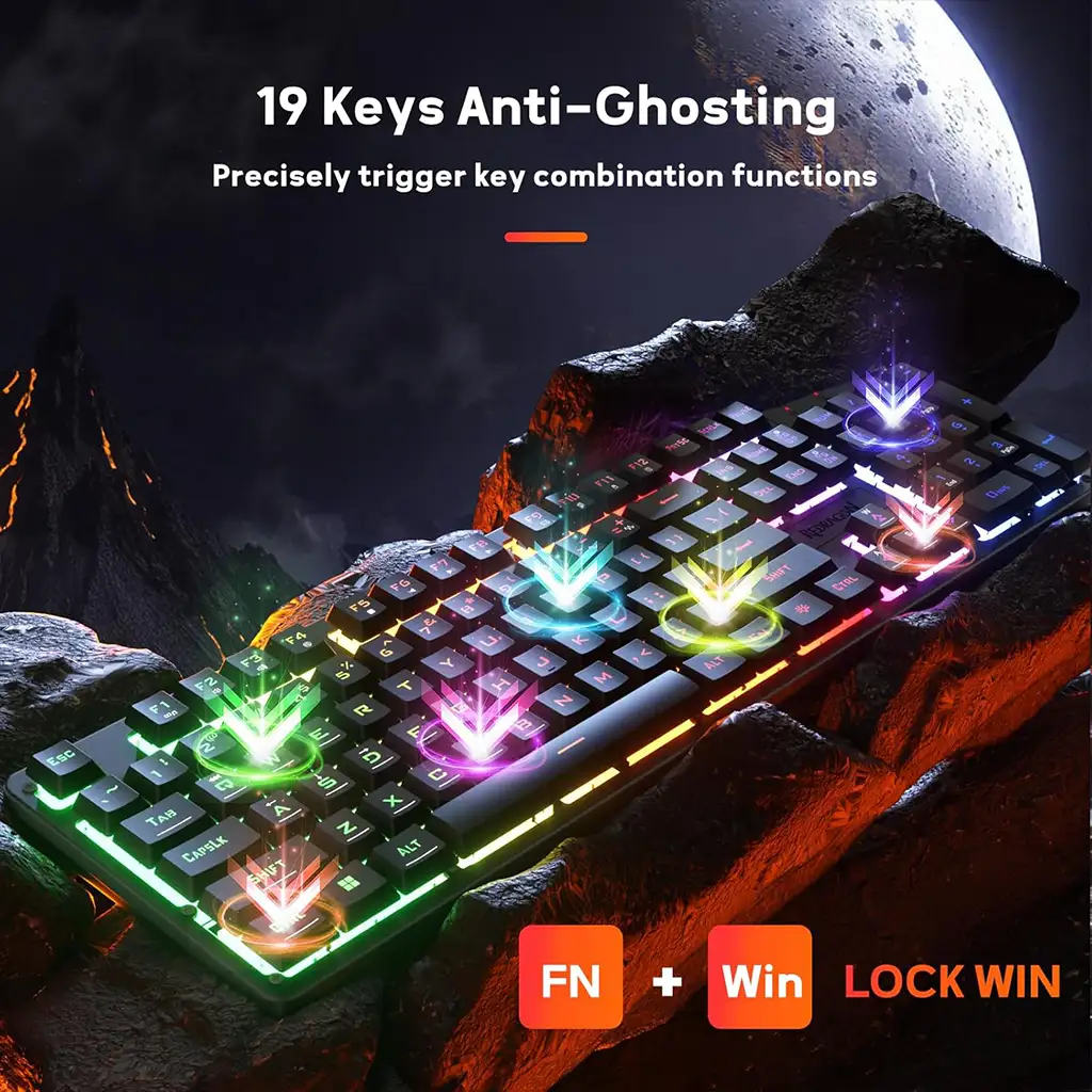 Redragon pc gear Redragon NETHERBANE K521 RGB Wired Gaming Keyboard front view