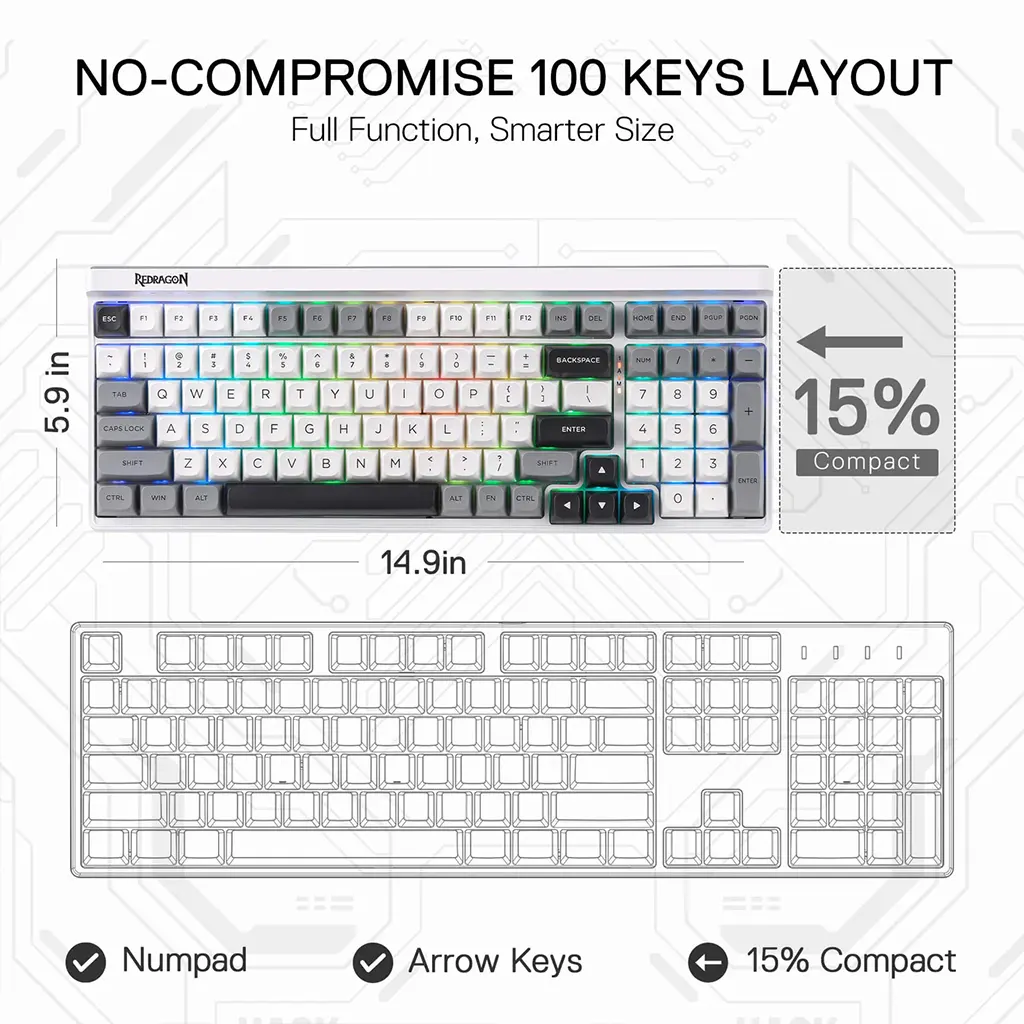 Redragon pc gear Redragon K656 Garen PRO Gaming Keyboard front view