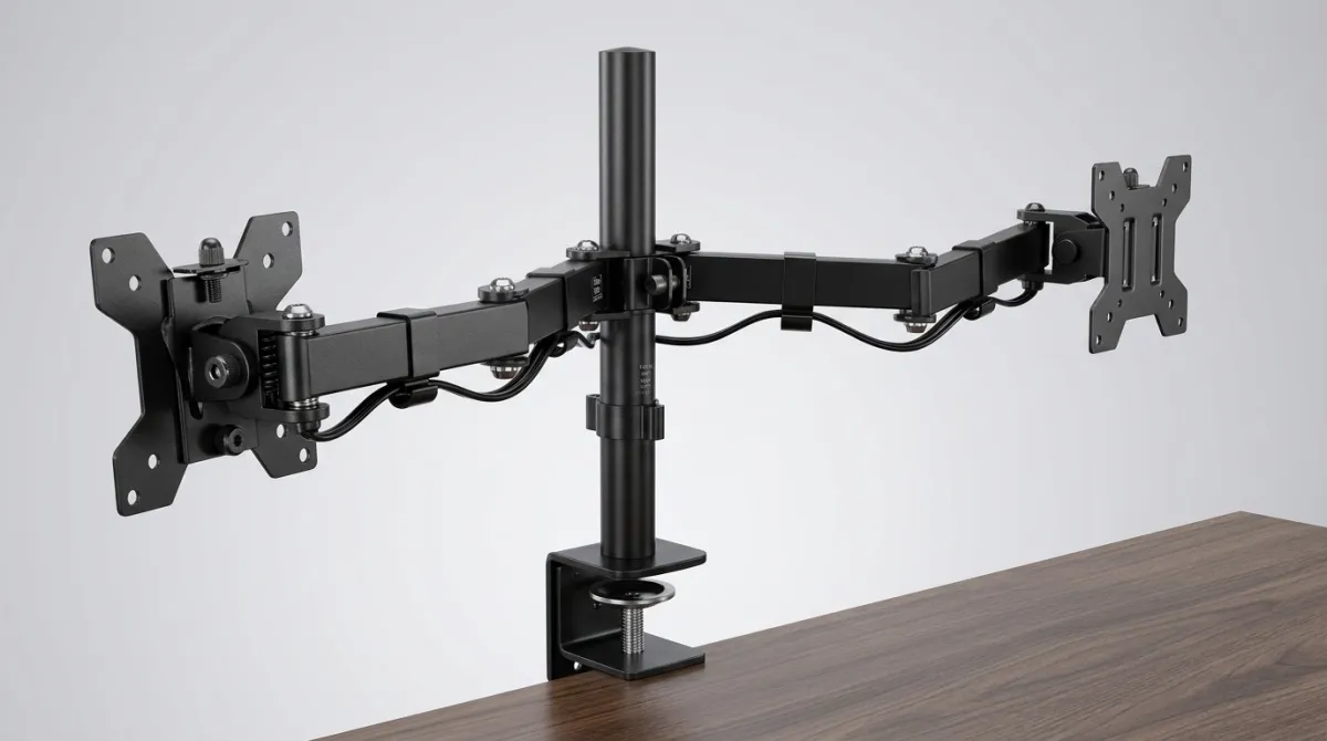 Darkflash ATLAS-02 (Black) 27” Max | 8KG Per Arm | Adjustable Desk Mount Dual Monitor Arm price in Pakistan product image