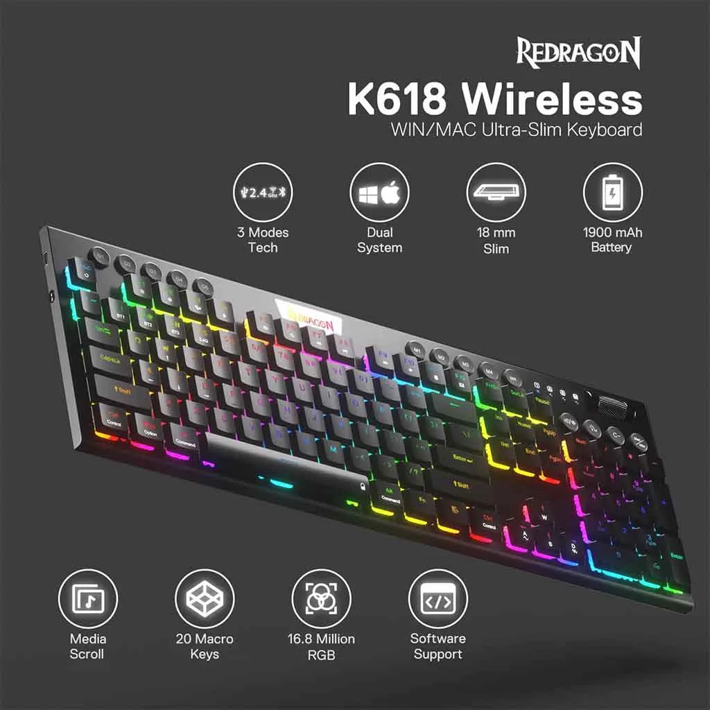 Redragon Horus K618 pro Gaming Keyboard price in Pakistan product image