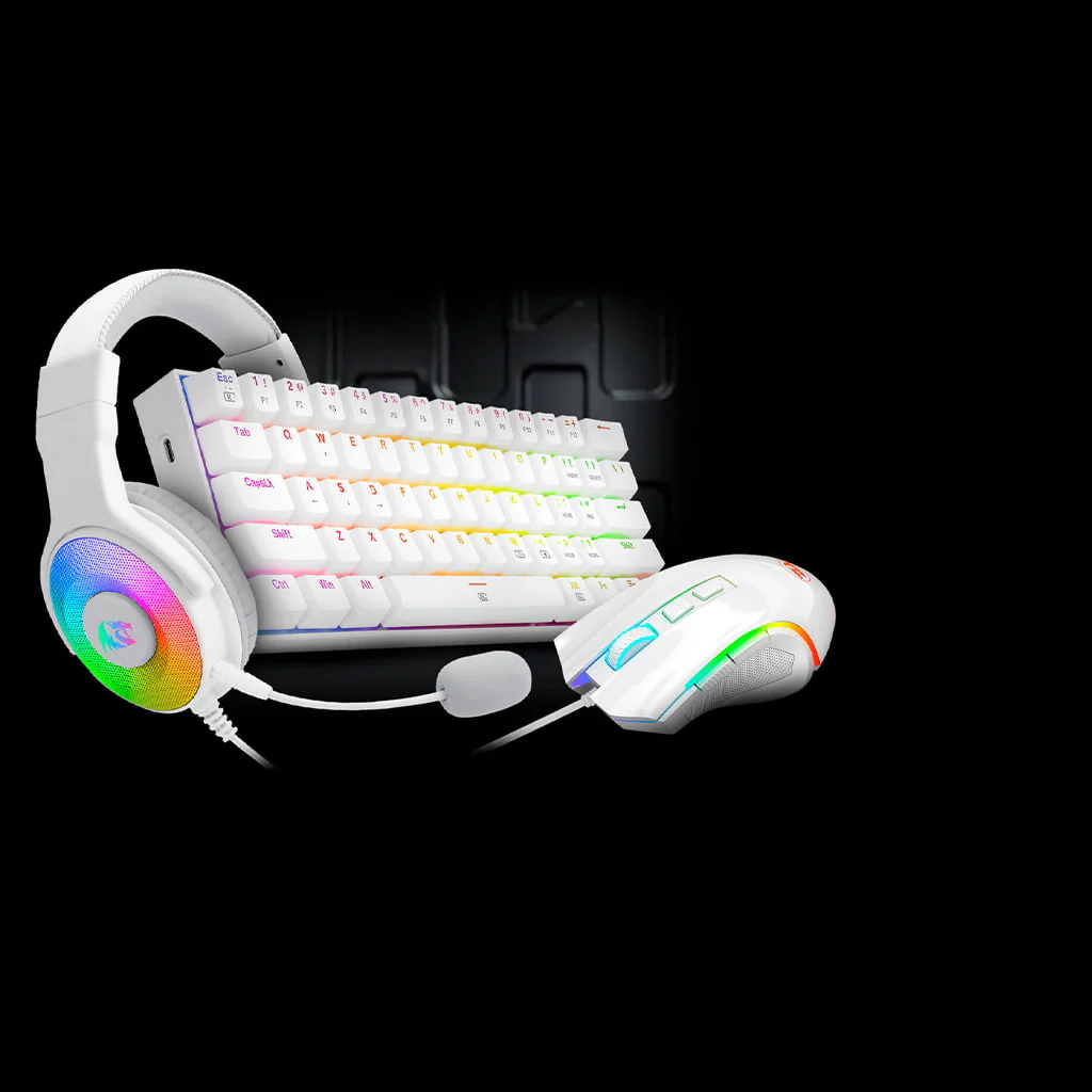 Redragon pc gear Redragon S129 (3-in-1) Gaming Combo (White) front view