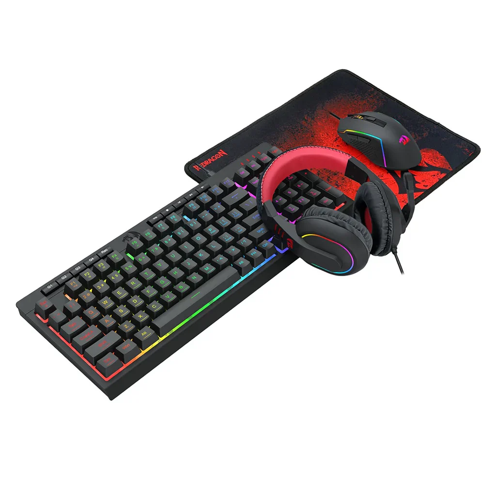 Redragon pc gear Redragon S148-Black & Red with RGB (4-in-1) Gaming Combo front view