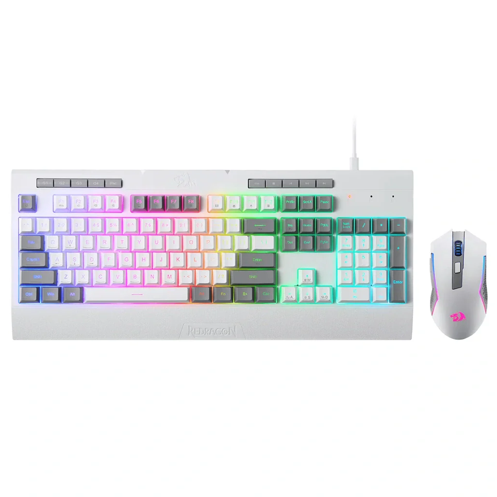 Redragon S151 White & Grey with RGB (2-in-1) Wired Gaming Combo