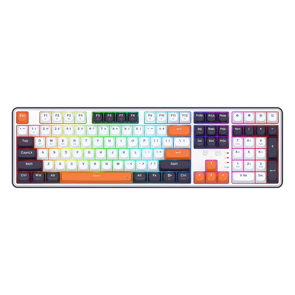 Redragon Wyvern Pro K689 (White Black Orange with RGB) Gaming Keyboard